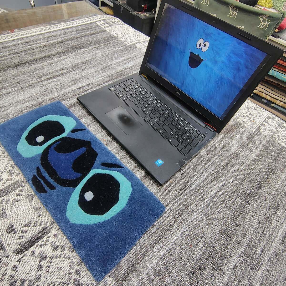 Stitch Cartoon Blue Keyboard Rug image 2
