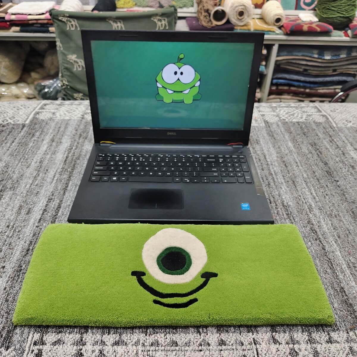 Mike Wazowski Green Cartoon Keyboard Rug image 1