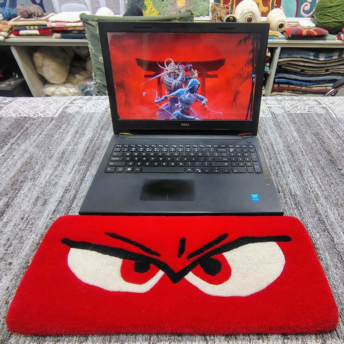 Red Anger Eye Cartoon Keyboard Rug image 1