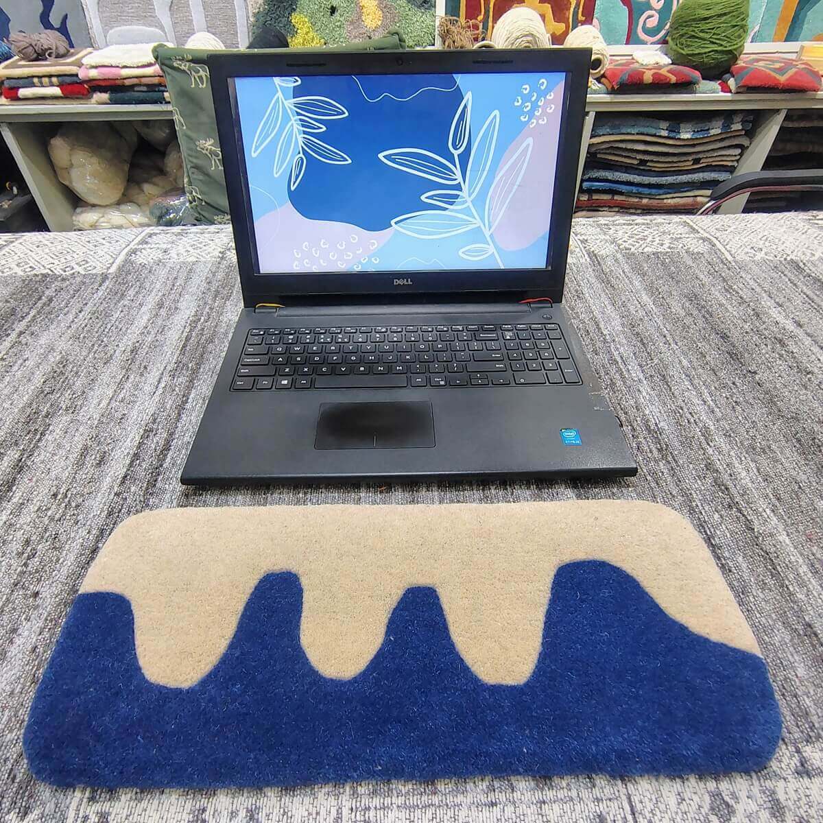 Dual-Tone Wave Blue Keyboard Rug image 1