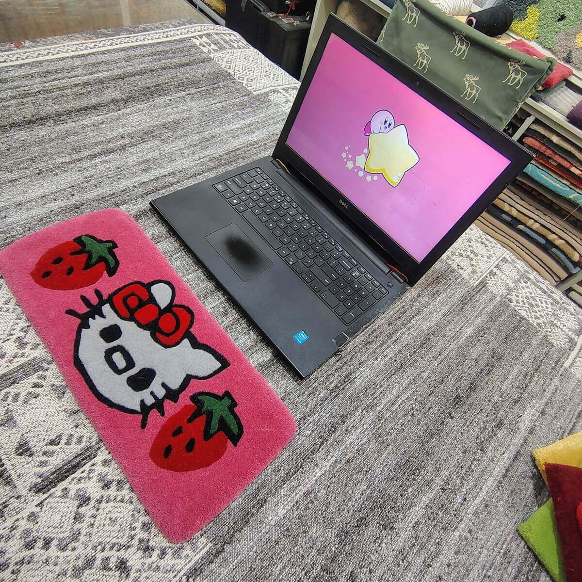 Hello Kitty Pink Cartoon Keyboard Rug image 2