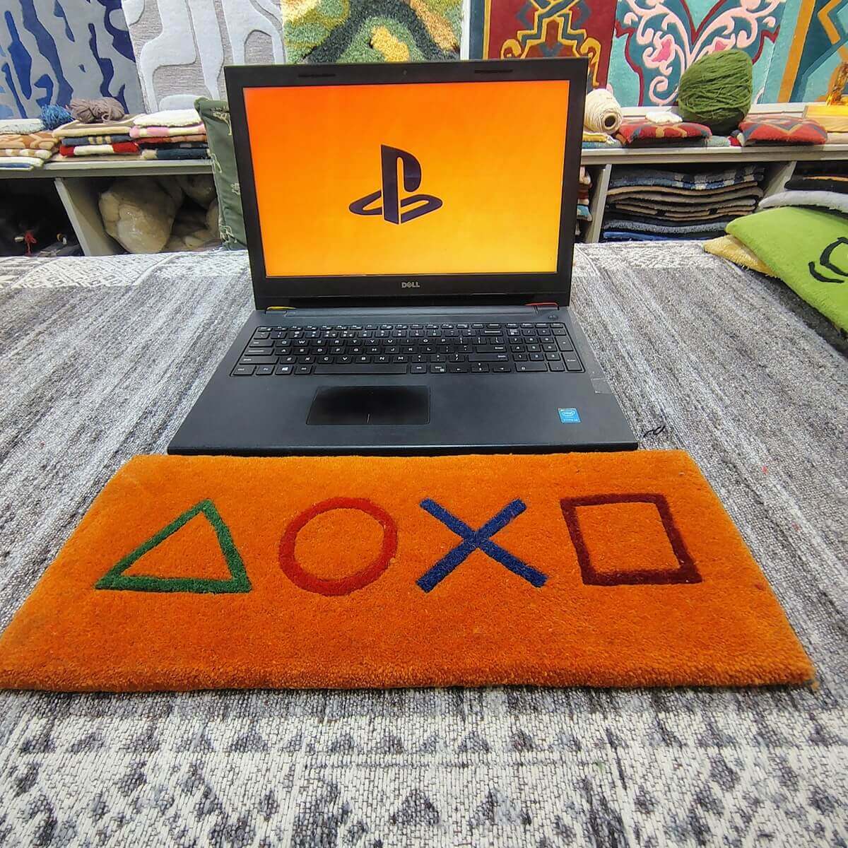 Playstation Icons Gaming Orange Keyboard Rug image 1