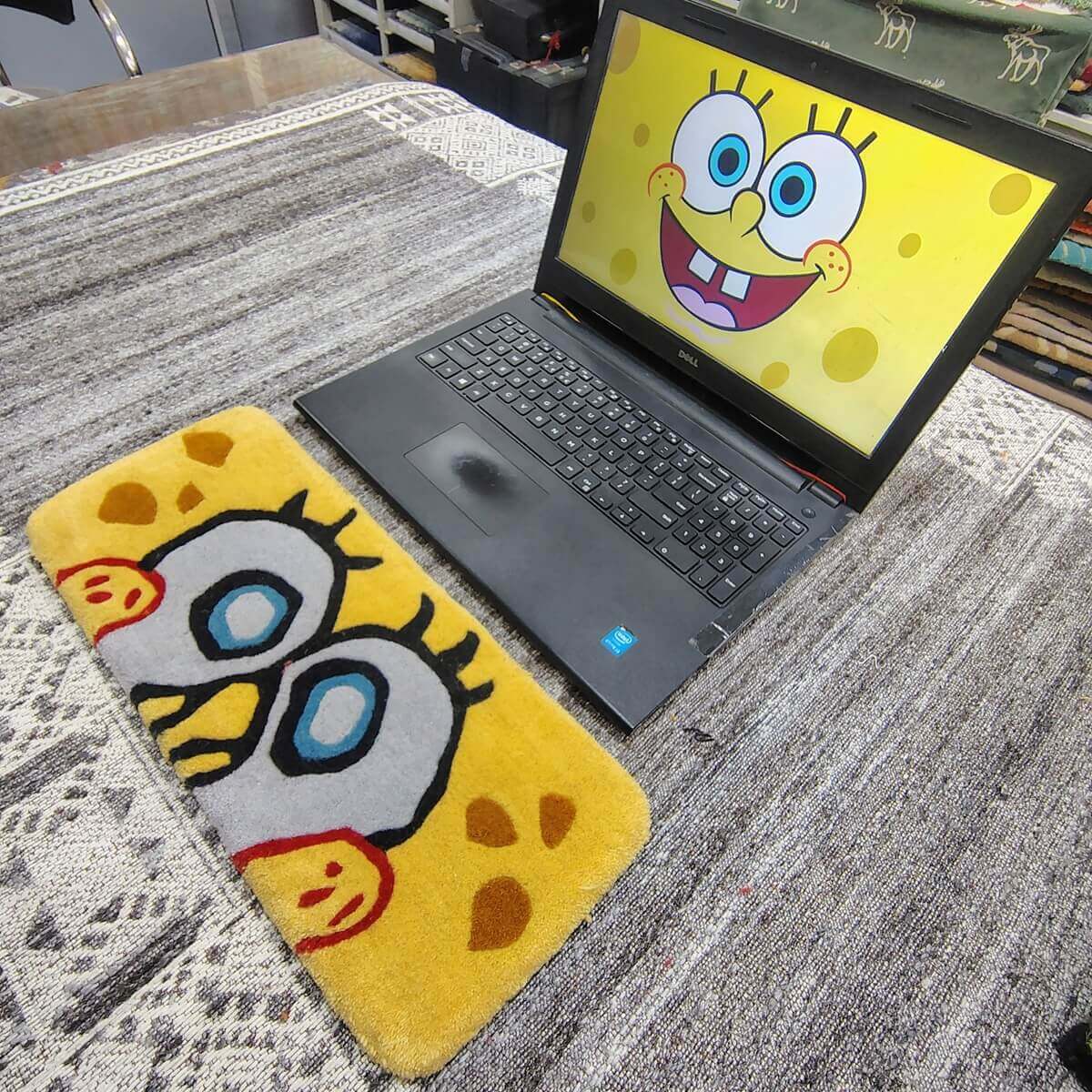 Spongebob Squarepants Yellow Cartoon Keyboard Rug image 2