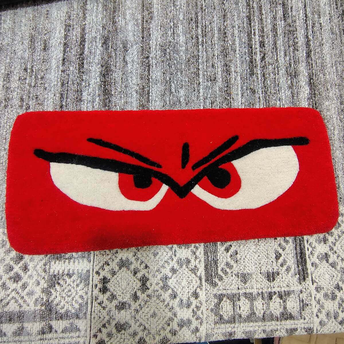 Red Anger Eye Cartoon Keyboard Rug image 0