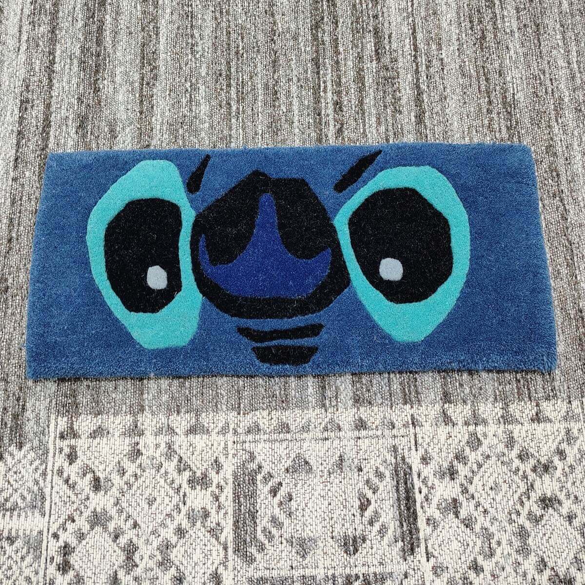 Stitch Cartoon Blue Keyboard Rug image 0