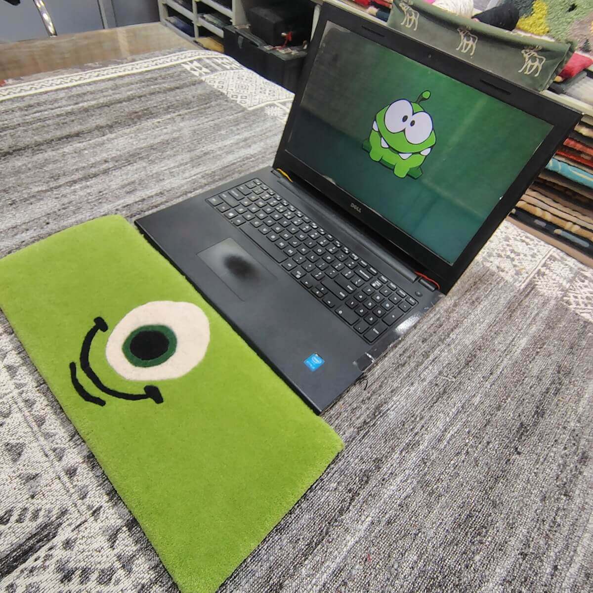 Mike Wazowski Green Cartoon Keyboard Rug image 2