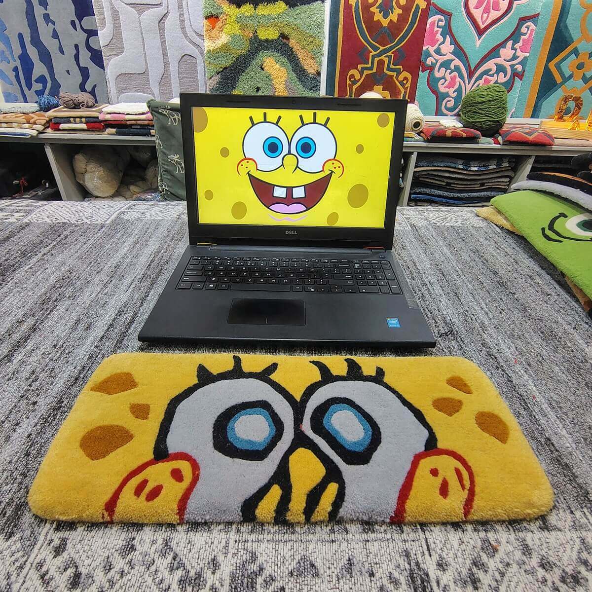 Spongebob Squarepants Yellow Cartoon Keyboard Rug image 1