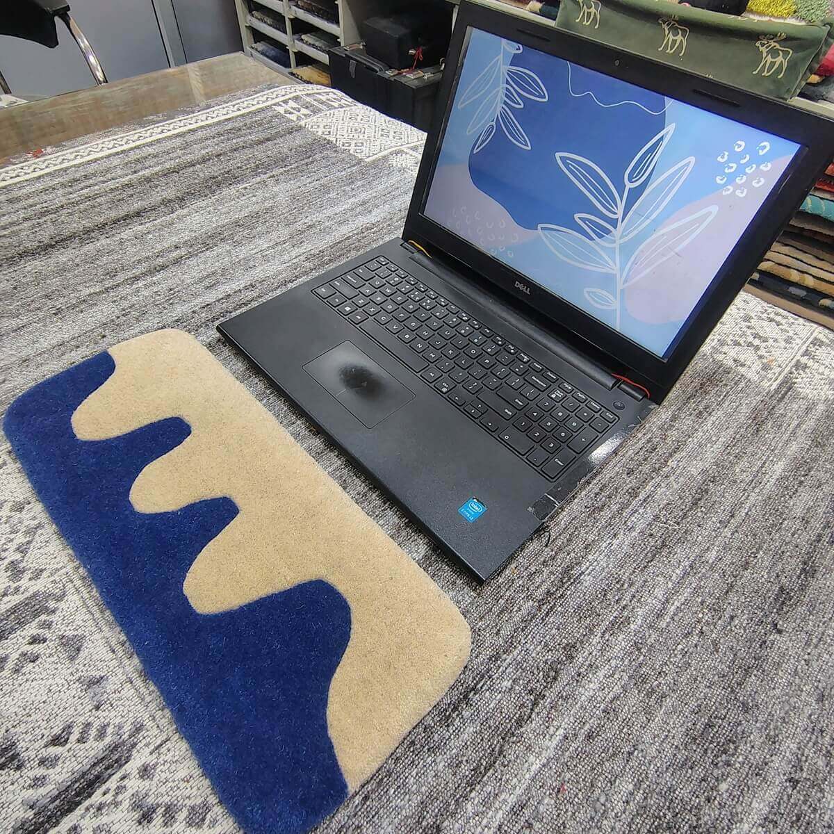 Dual-Tone Wave Blue Keyboard Rug image 2