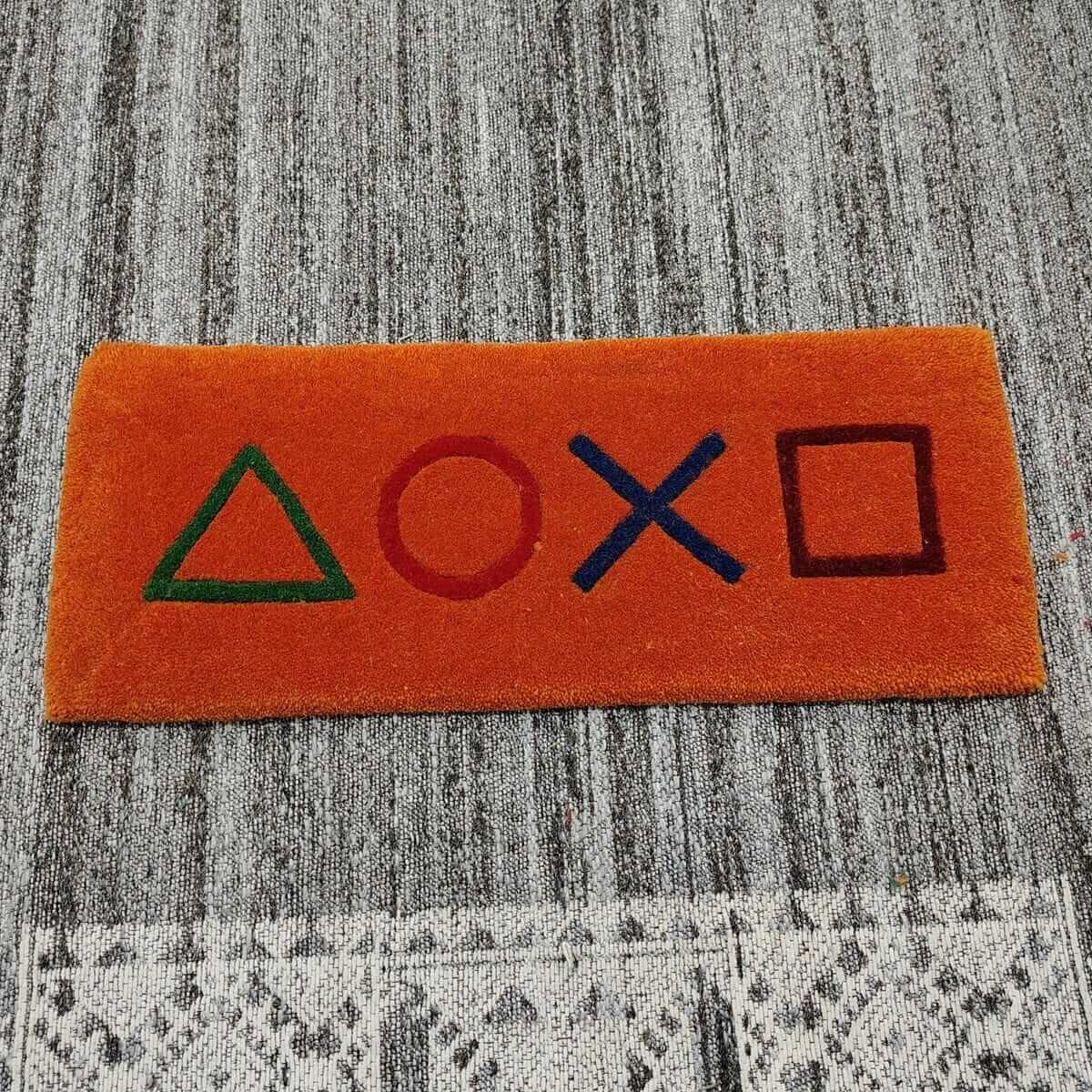 Playstation Icons Gaming Orange Keyboard Rug image 0