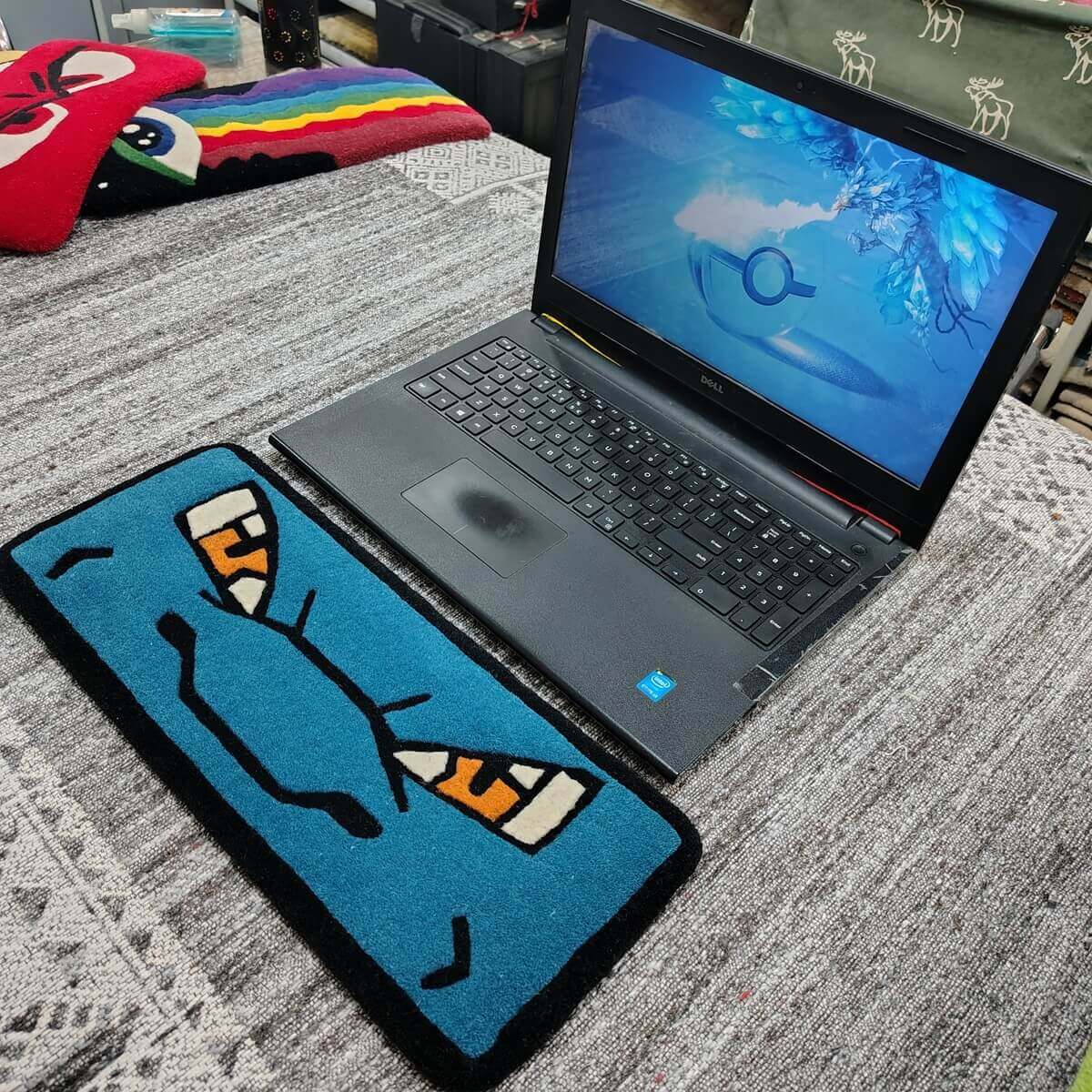 Blue Pokémon Blastoise table top rug for gaming and work-from-home desks in India