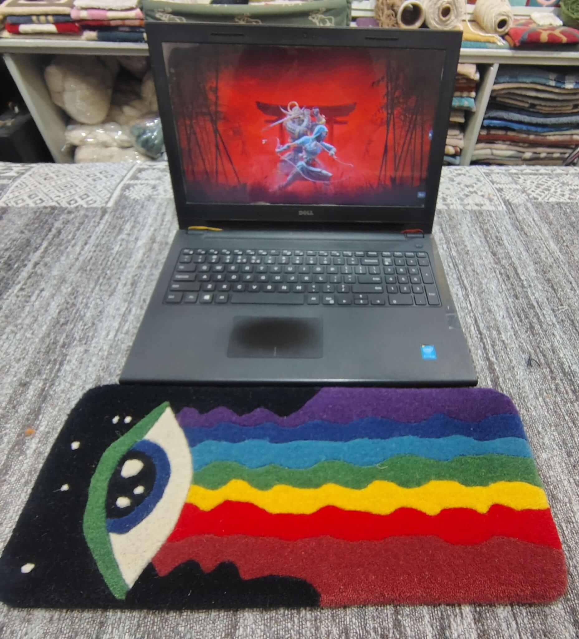 Vibrant Rainbow Eye Multicolour Keyboard Rug image 1