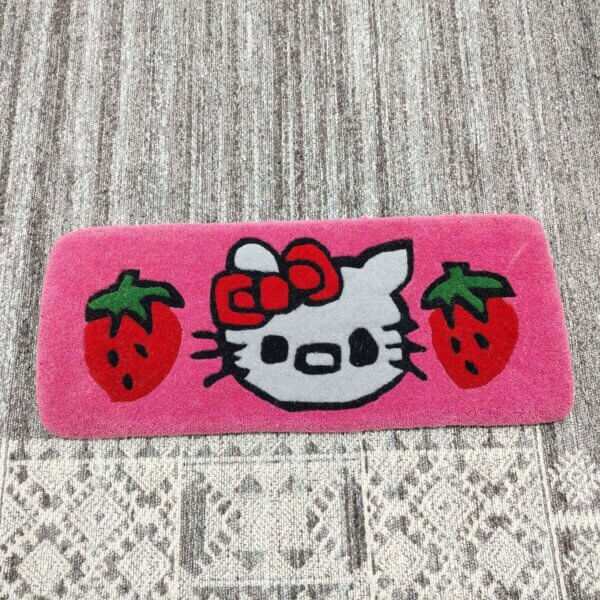 Hello Kitty Pink Cartoon Keyboard Rug Close up