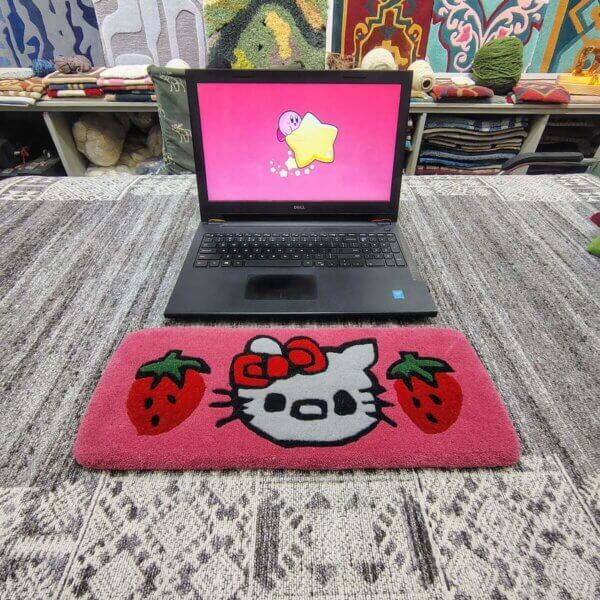 Hello Kitty Pink Cartoon Keyboard Rug Front