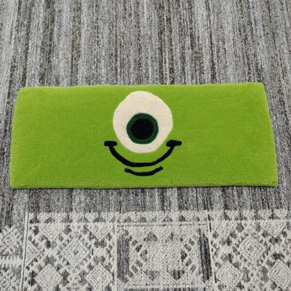 Mike Wazowski Green Cartoon Keyboard Rug Close up