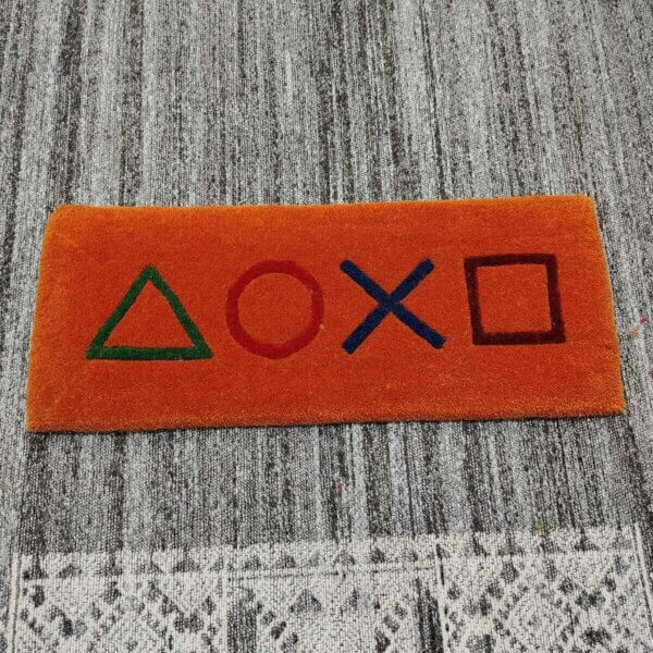 Playstation Icons Gaming Orange Keyboard Rug Close up