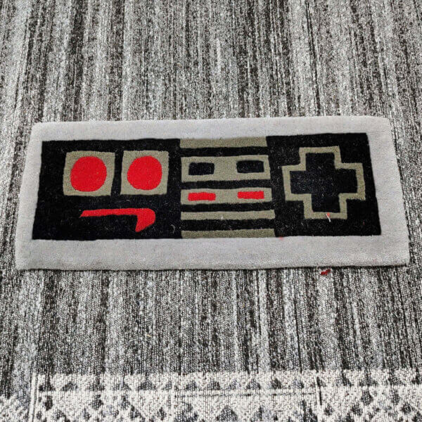 Retro Controller Black Gaming Keyboard Rug Close up