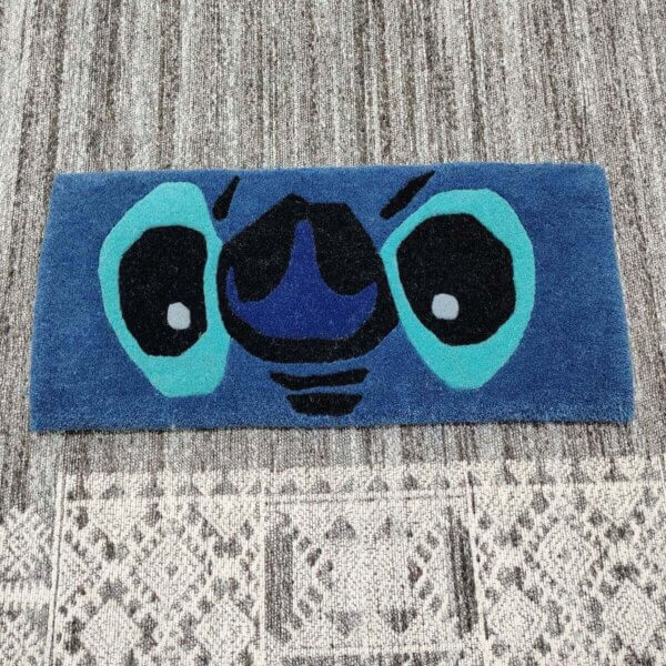 Stitch Cartoon Blue Keyboard Rug Close up