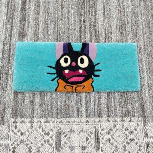 Black Cat Blue Keyboard Rug